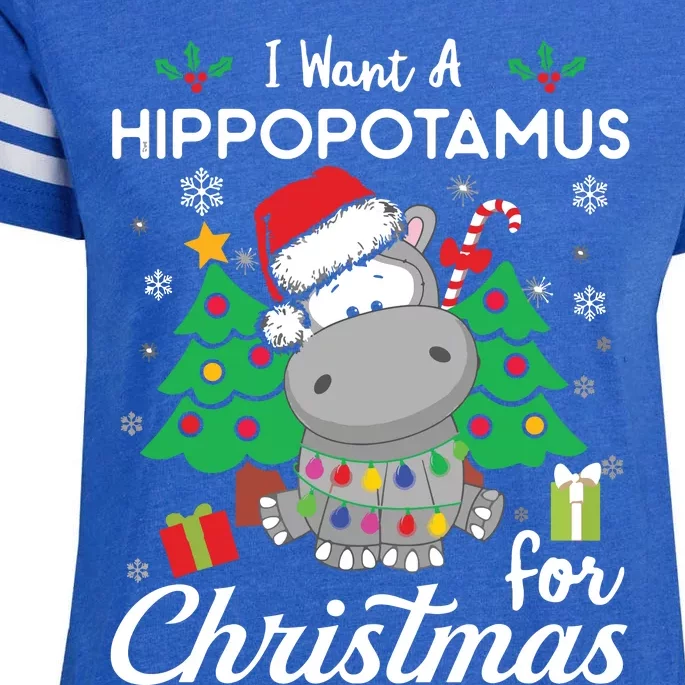 I Want A Hippopotamus For Christmas Cute Gift Xmas Costume Enza Ladies Jersey Football T-Shirt