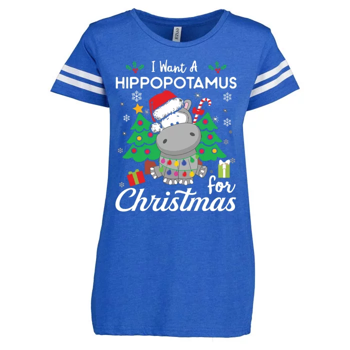 I Want A Hippopotamus For Christmas Cute Gift Xmas Costume Enza Ladies Jersey Football T-Shirt