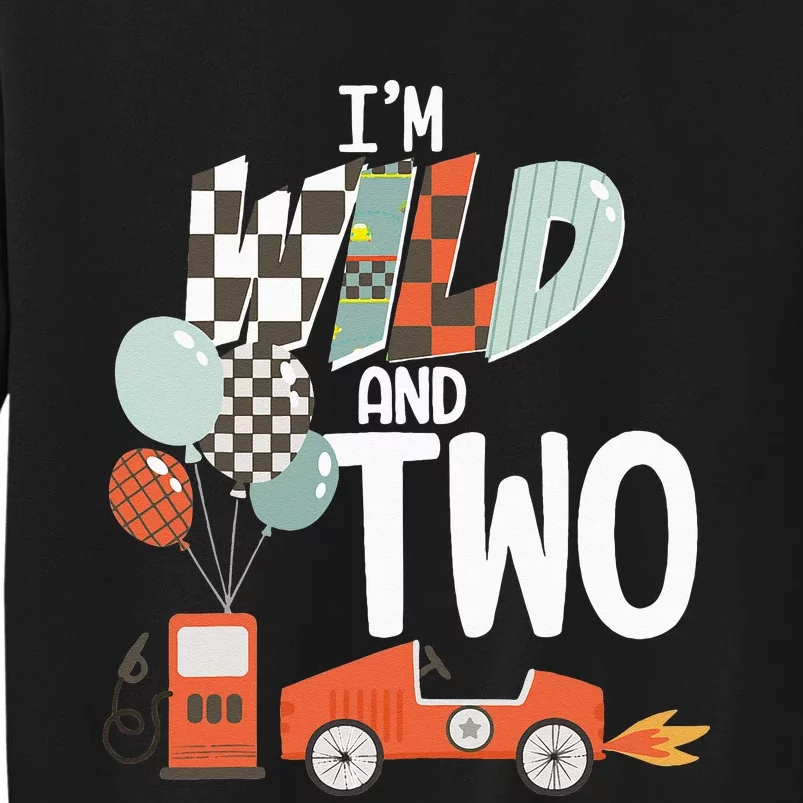 Im Wild And Two Race Car Theme 2nd Birthday Boy Party Kids Sweatshirt