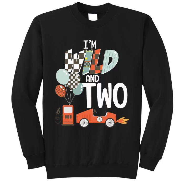 Im Wild And Two Race Car Theme 2nd Birthday Boy Party Kids Sweatshirt