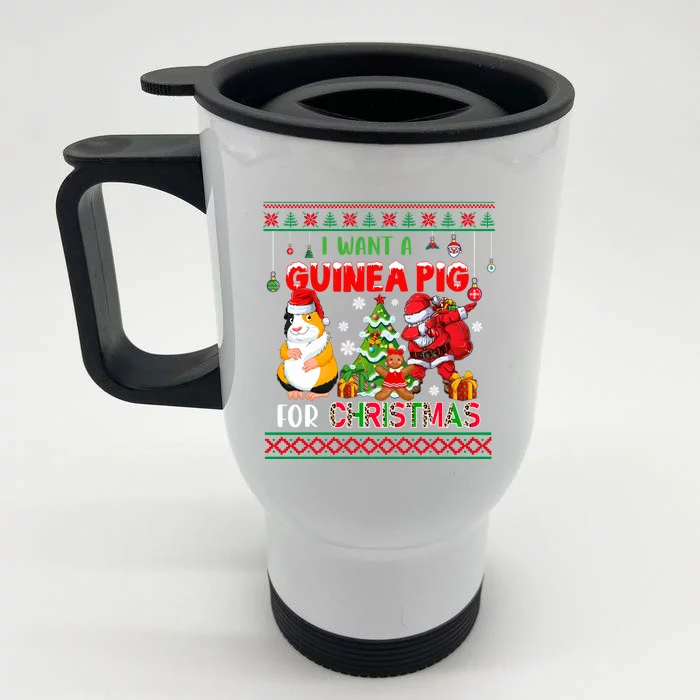 I Want A Guinea Pig For Christmas Dabbing Santa Guinea Pig Gift Front & Back Stainless Steel Travel Mug