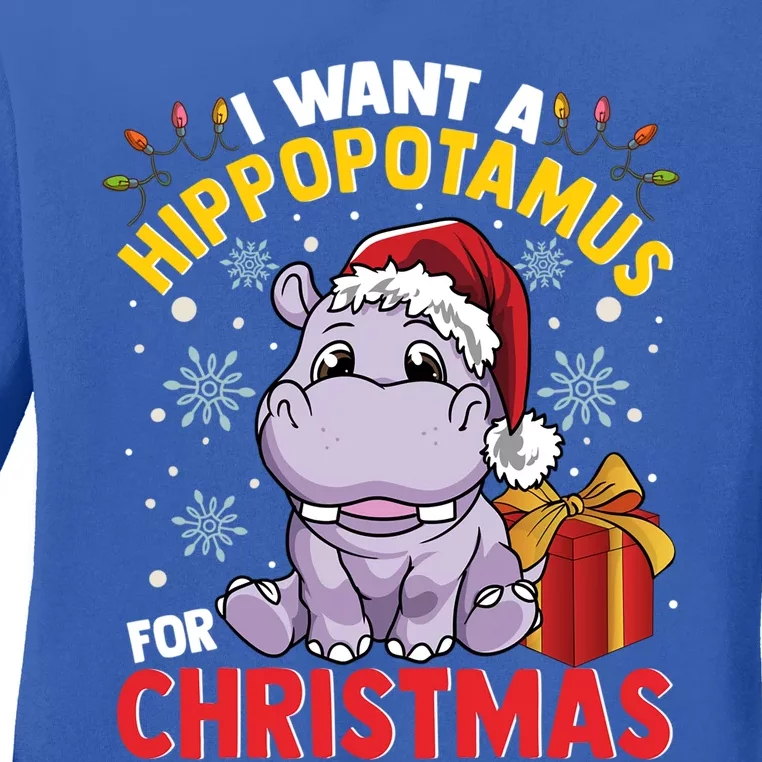 I Want A Hippopotamus For Christmas Gift Ladies Long Sleeve Shirt