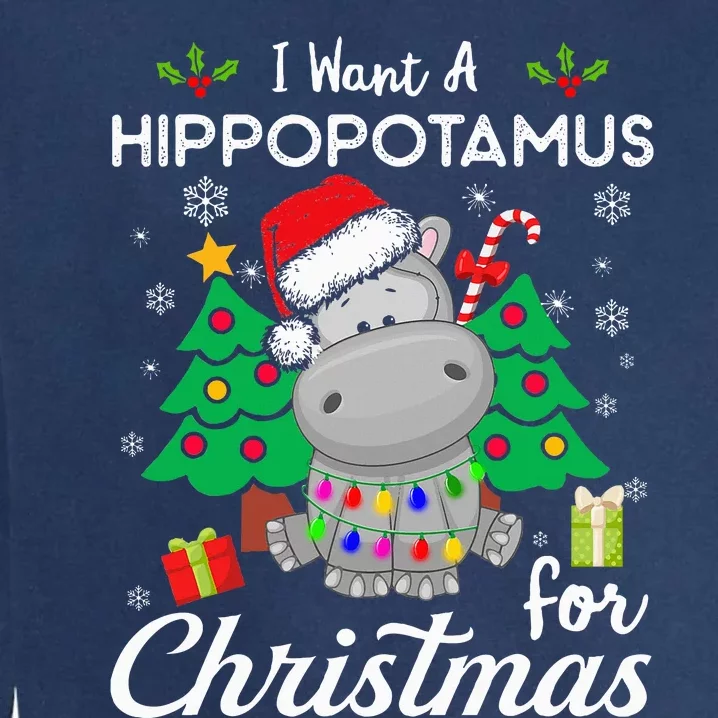 I Want A Hippopotamus For Christmas Cute Gift Xmas Costume Garment-Dyed Sweatshirt