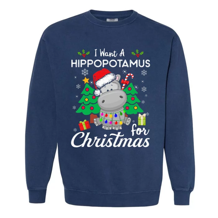 I Want A Hippopotamus For Christmas Cute Gift Xmas Costume Garment-Dyed Sweatshirt