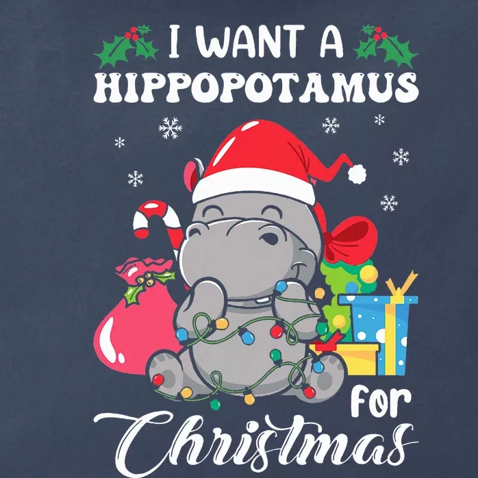 I Want A Hippopotamus For Christmas Hippo Christmas Pajamas Zip Tote Bag