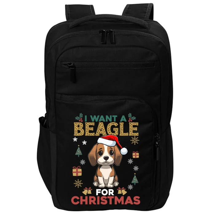 I Want A Beagle For Christmas Cute Dog Lover Family Pajama Meaningful Gift Impact Tech Backpack