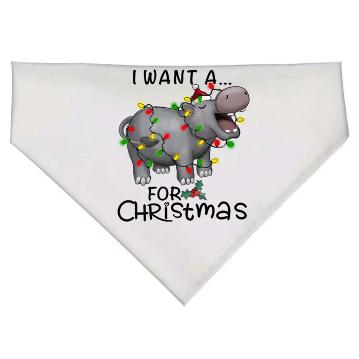 I Want A Hippopotamus For Christmas Cute Hippopotamus Lover USA-Made Doggie Bandana