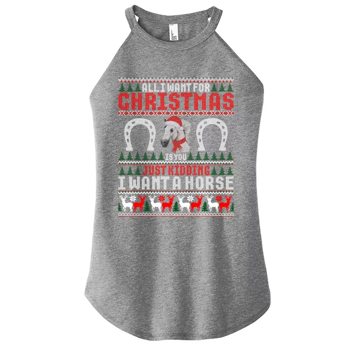 I Want A Horse Christmas Horse Lover Xmas Funny Present Gift Women’s Perfect Tri Rocker Tank