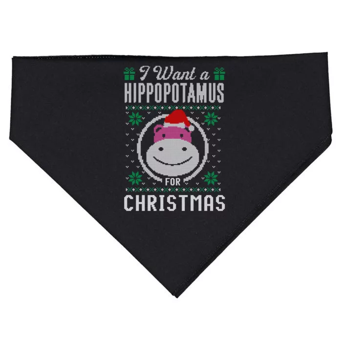 I Want A Hippopotamus For Christmas Gift Ugly Sweater Gift USA-Made Doggie Bandana