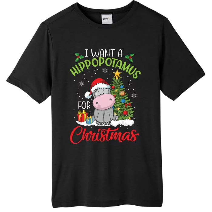 I Want A Hippopotamus For Christmas Hippo Candy Santa ChromaSoft Performance T-Shirt