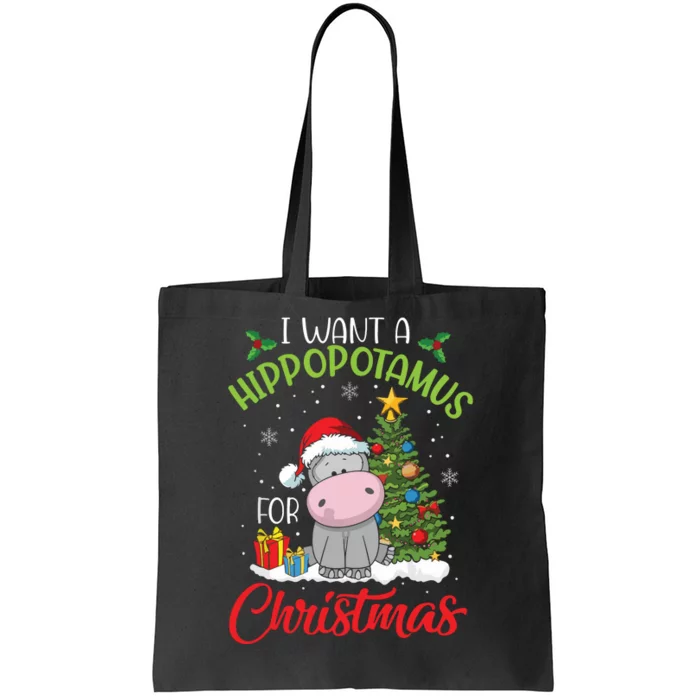 I Want A Hippopotamus For Christmas Hippo Candy Santa Tote Bag