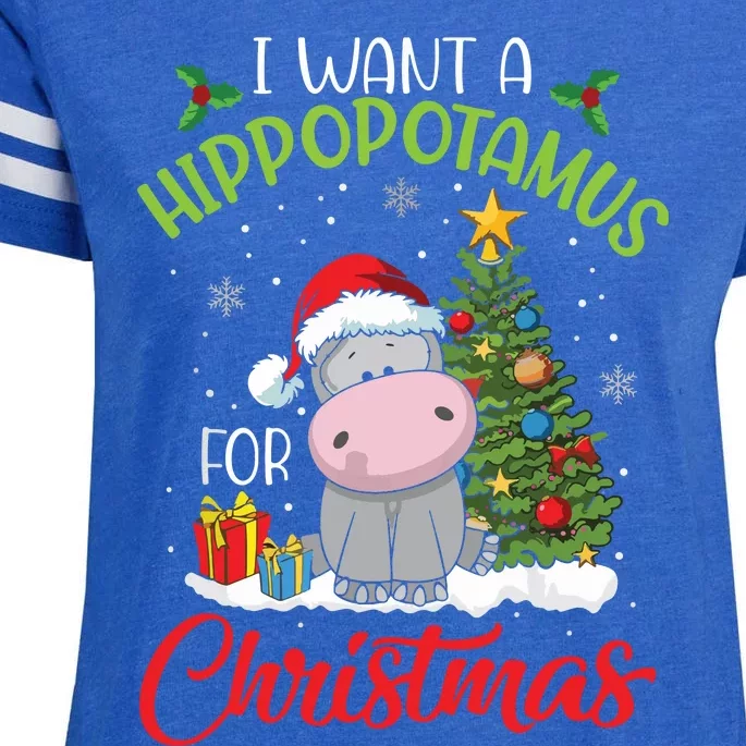 I Want A Hippopotamus For Christmas Hippo Candy Santa Enza Ladies Jersey Football T-Shirt