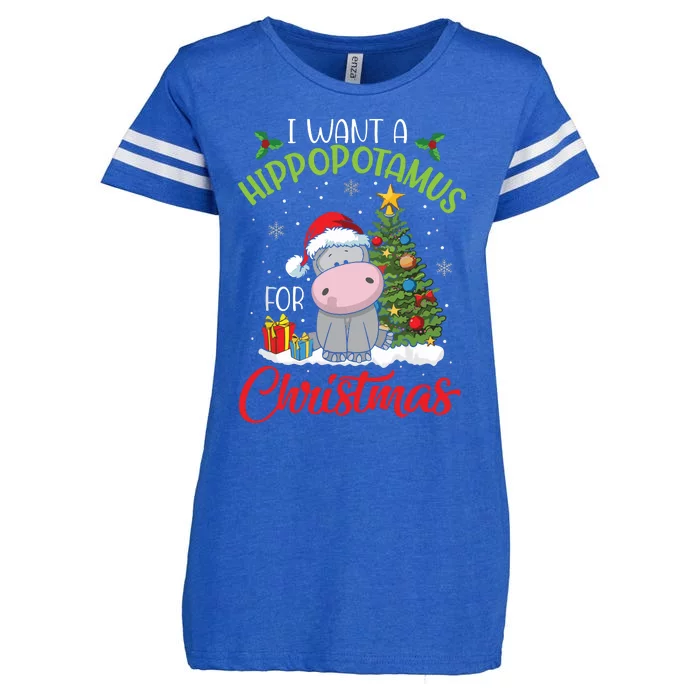 I Want A Hippopotamus For Christmas Hippo Candy Santa Enza Ladies Jersey Football T-Shirt