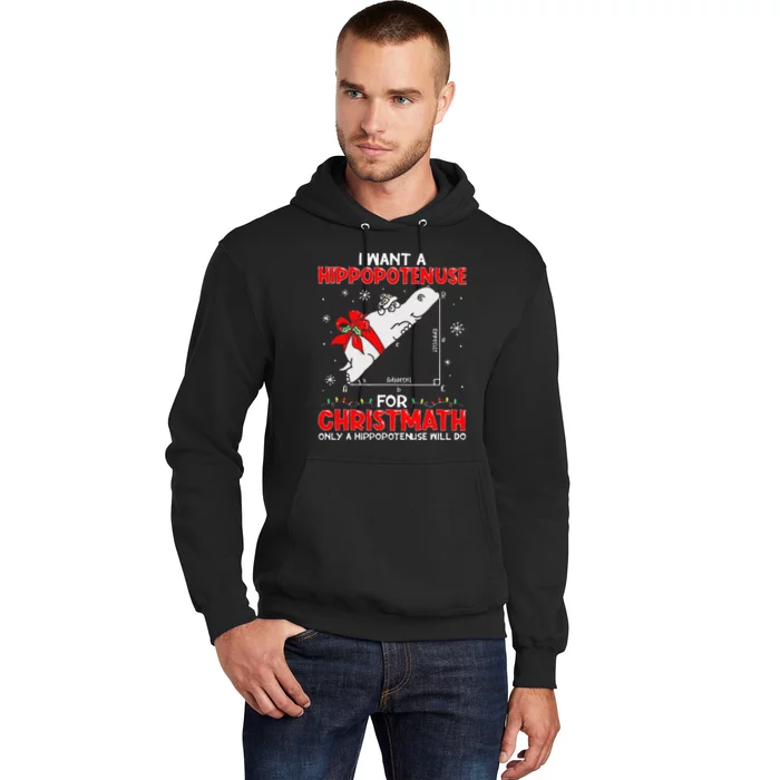 I Want a Hippopotenuse for Christmath Math teacher Christmas Hoodie