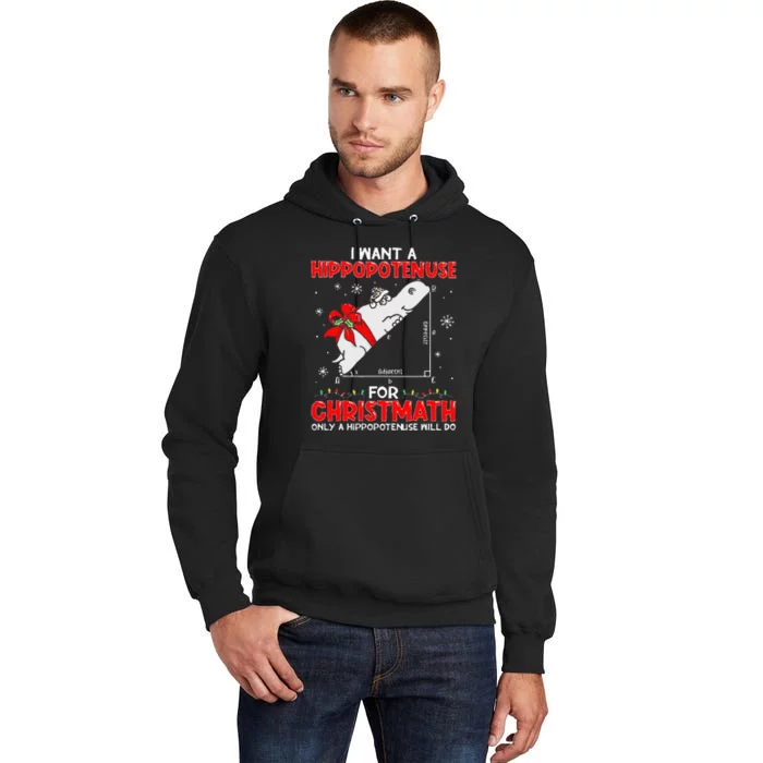 I Want a Hippopotenuse for Christmath Math teacher Christmas Tall Hoodie