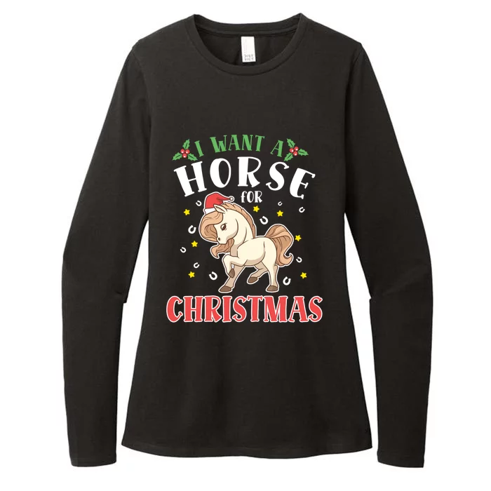 I Want A Horse For Christmas Donkey Horse Riding Gift Womens CVC Long Sleeve Shirt