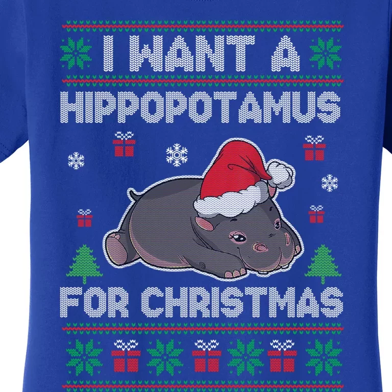 I Want A Hippopotamus For Christmas Ugly Xmas Sweater Hippo Meaningful Gift Women's T-Shirt