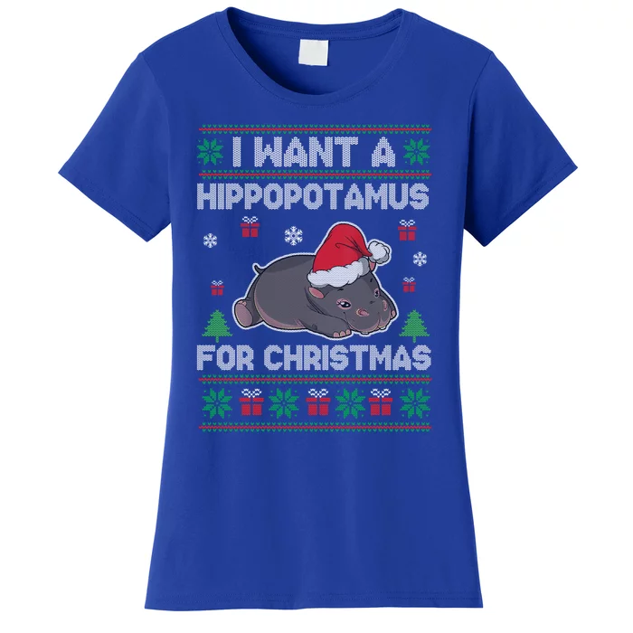 I Want A Hippopotamus For Christmas Ugly Xmas Sweater Hippo Meaningful Gift Women's T-Shirt