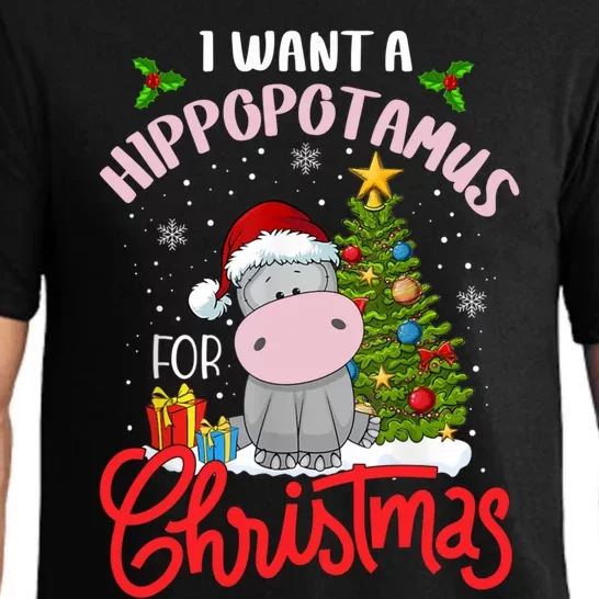 I Want A Hippopotamus For Christmas Funny Hippo Xmas Pajamas Gift Pajama Set