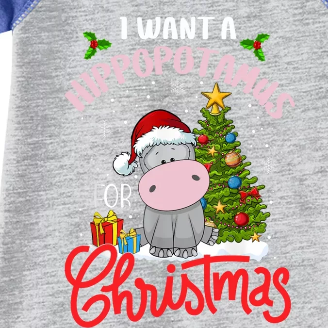 I Want A Hippopotamus For Christmas Funny Hippo Xmas Pajamas Gift Infant Baby Jersey Bodysuit