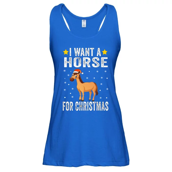 I Want A Horse For Christmas Horse Cute Gift Pajamas Gift Ladies Essential Flowy Tank