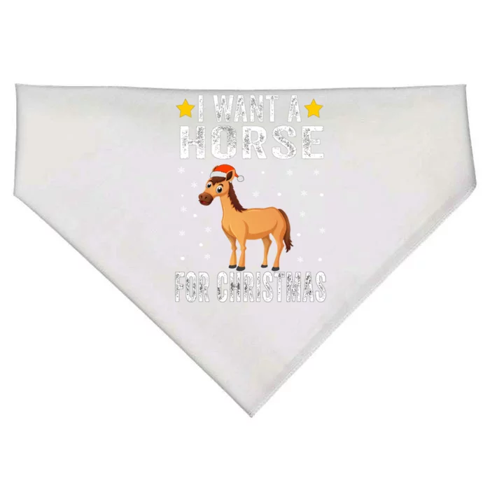 I Want A Horse For Christmas Horse Cute Gift Pajamas Gift USA-Made Doggie Bandana