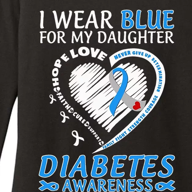 I Wear Blue For My Daughter Diabetes Awareness Blue Ribbon Womens CVC Long Sleeve Shirt