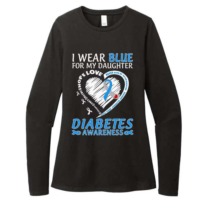 I Wear Blue For My Daughter Diabetes Awareness Blue Ribbon Womens CVC Long Sleeve Shirt