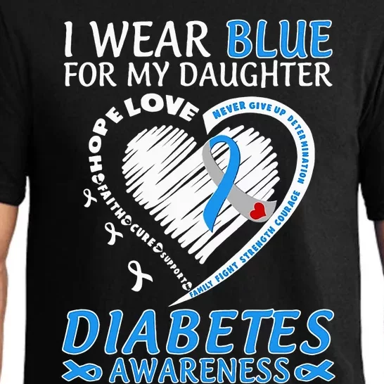 I Wear Blue For My Daughter Diabetes Awareness Blue Ribbon Pajama Set