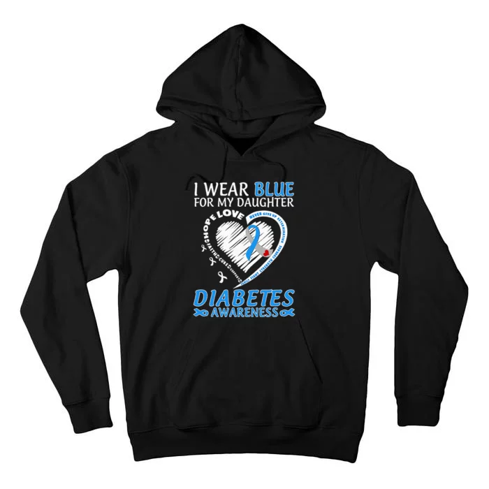 I Wear Blue For My Daughter Diabetes Awareness Blue Ribbon Tall Hoodie