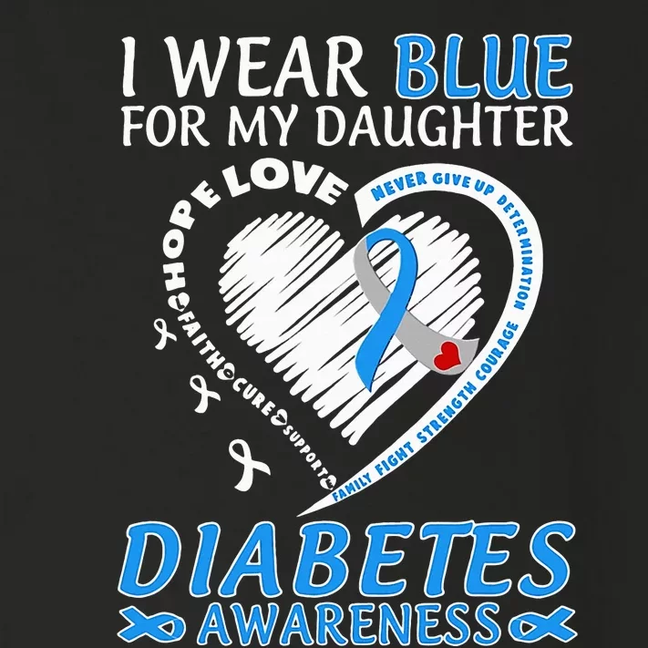 I Wear Blue For My Daughter Diabetes Awareness Blue Ribbon Toddler Long Sleeve Shirt