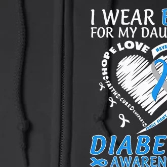 I Wear Blue For My Daughter Diabetes Awareness Blue Ribbon Full Zip Hoodie