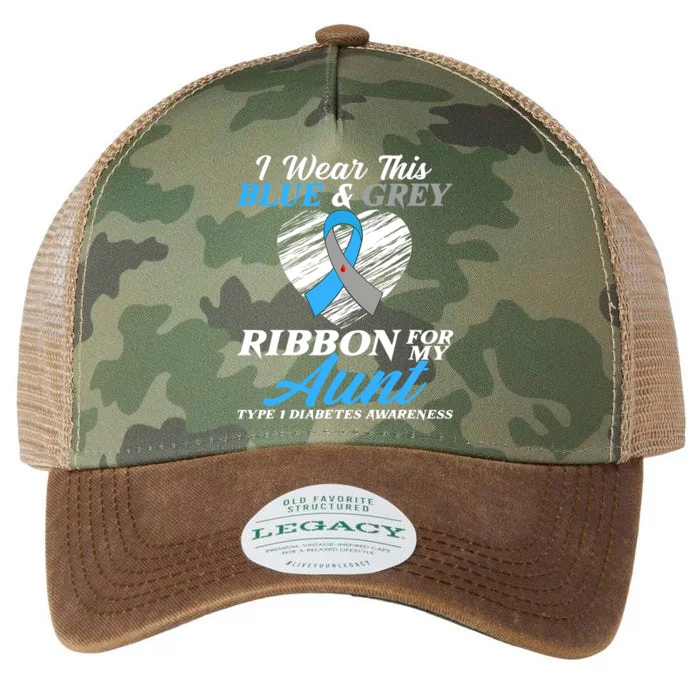 I Wear Blue ' Grey For My Aunt Type 1 Diabetes Awareness Legacy Tie Dye Trucker Hat