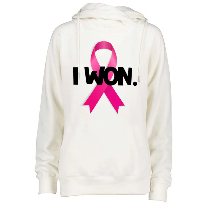 I Won Breast Cancer Awareness Survivor Womens Funnel Neck Pullover Hood