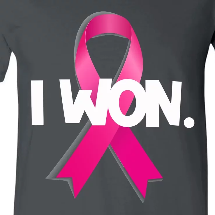 I Won Breast Cancer Awareness Survivor V-Neck T-Shirt