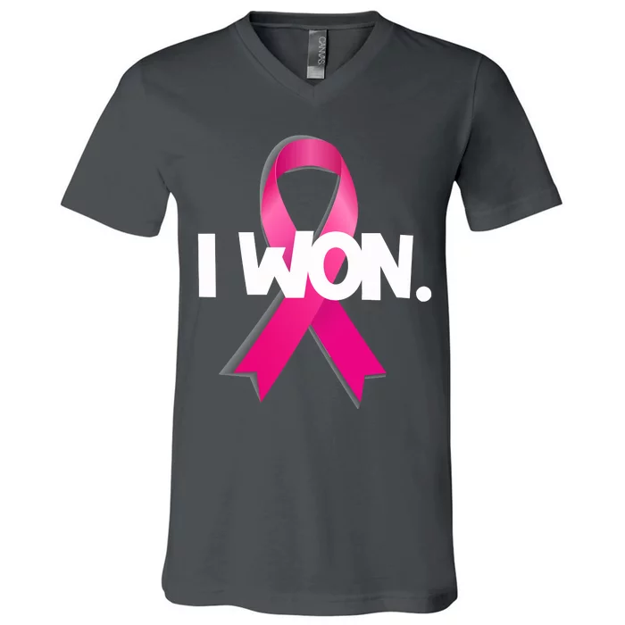 I Won Breast Cancer Awareness Survivor V-Neck T-Shirt