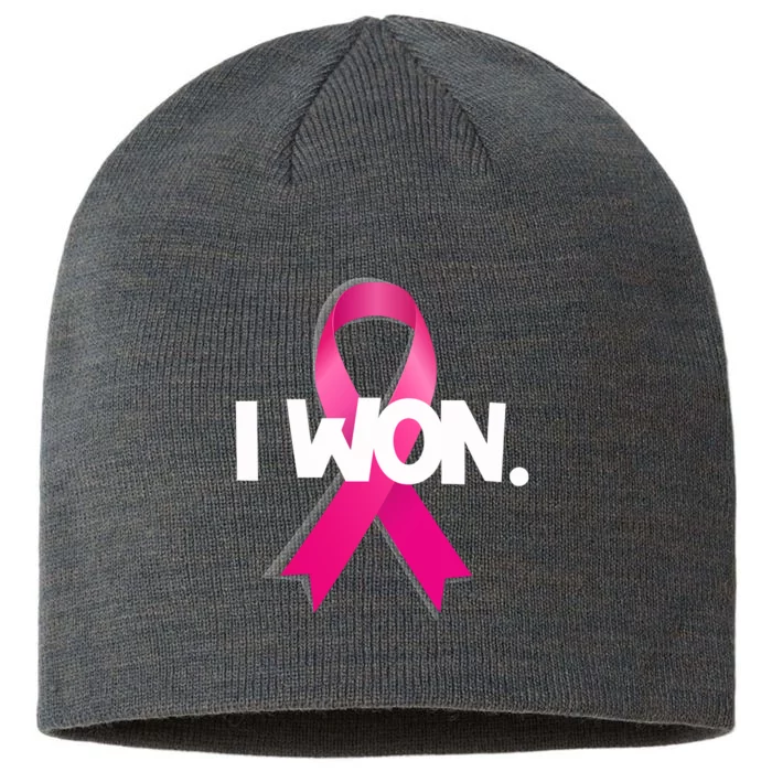 I Won Breast Cancer Awareness Survivor 8 1/2in Sustainable Knit Beanie