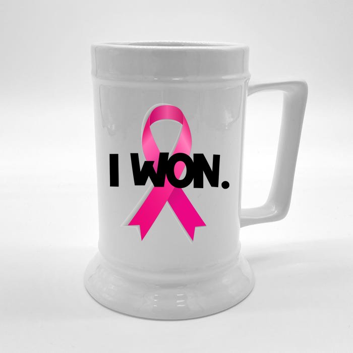 I Won Breast Cancer Awareness Survivor Front & Back Beer Stein