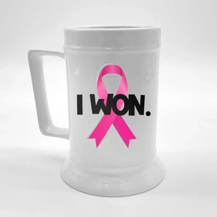 I Won Breast Cancer Awareness Survivor Front & Back Beer Stein