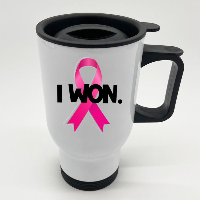 I Won Breast Cancer Awareness Survivor Front & Back Stainless Steel Travel Mug