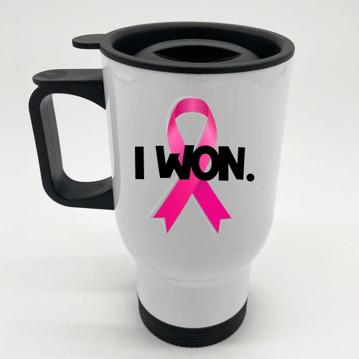 I Won Breast Cancer Awareness Survivor Front & Back Stainless Steel Travel Mug