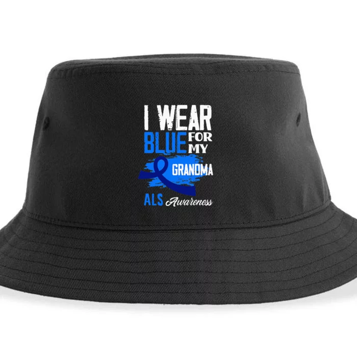 I Wear Blue For My Grandma Support ALS Awareness Sustainable Bucket Hat