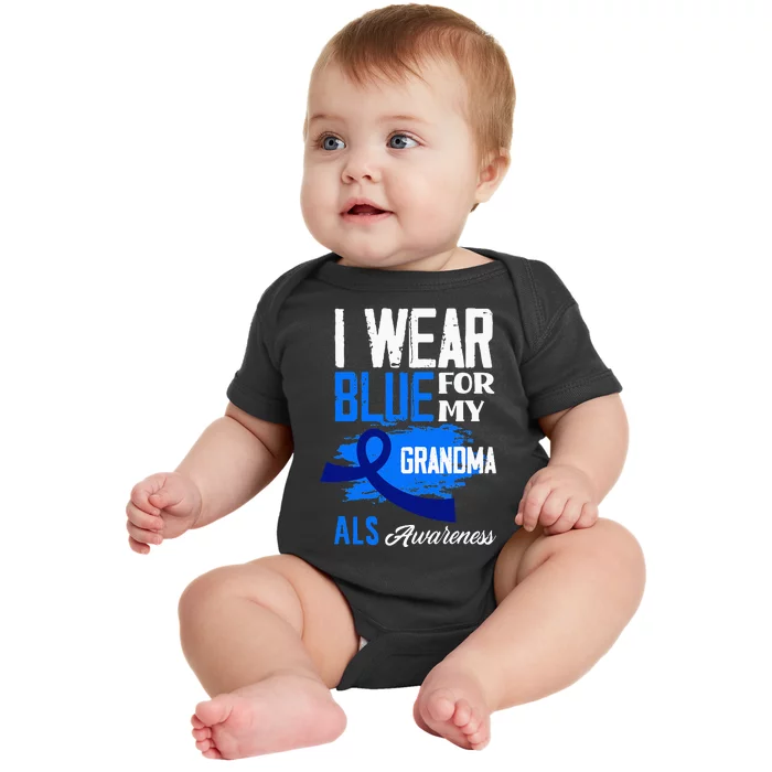 I Wear Blue For My Grandma Support ALS Awareness Baby Bodysuit