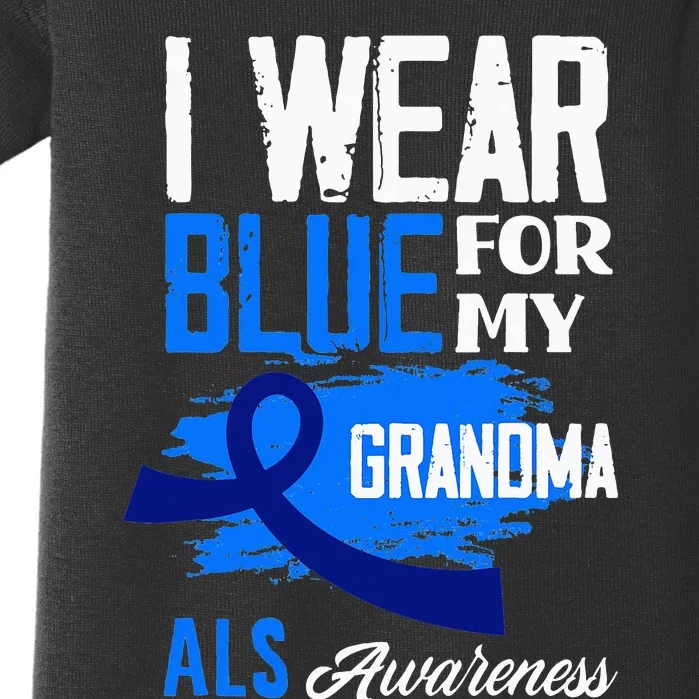 I Wear Blue For My Grandma Support ALS Awareness Baby Bodysuit