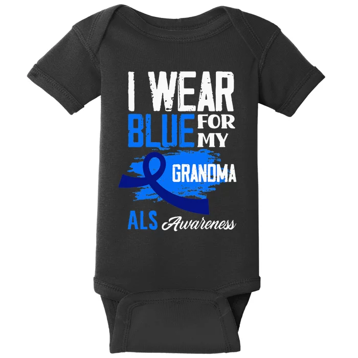 I Wear Blue For My Grandma Support ALS Awareness Baby Bodysuit