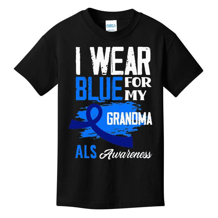 I Wear Blue For My Grandma Support ALS Awareness Kids T-Shirt