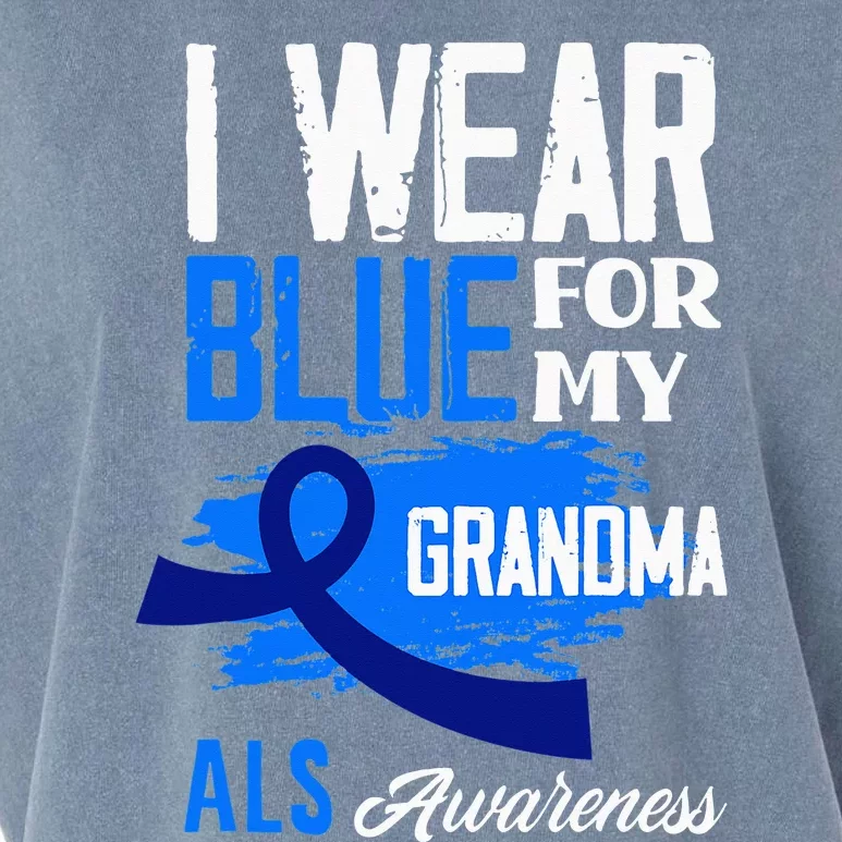 I Wear Blue For My Grandma Support ALS Awareness Garment-Dyed Women's Muscle Tee