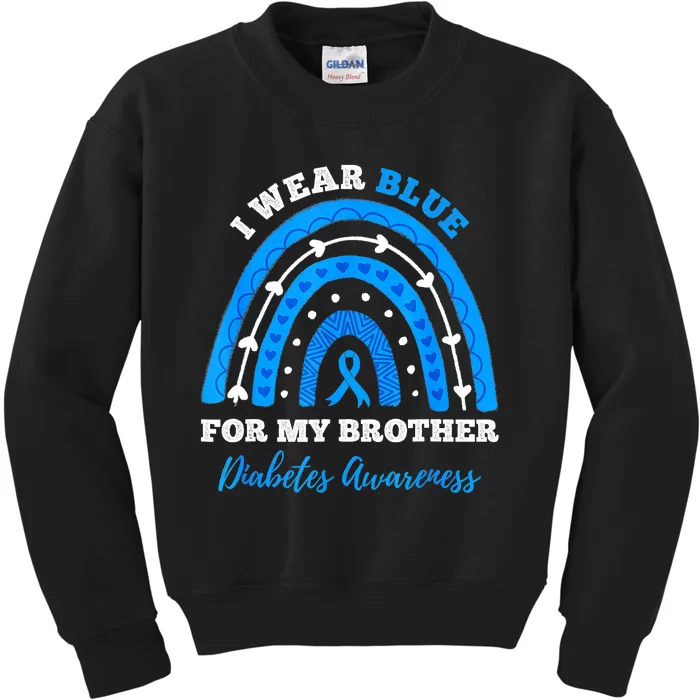 I Wear Blue For My Brother T1D Type 1 Diabetes Awareness Kids Sweatshirt