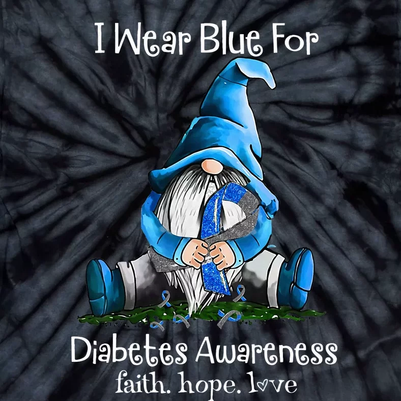 I Wear Blue For Diabetes Awareness Gnome Tie-Dye T-Shirt