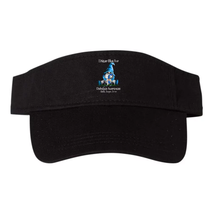 I Wear Blue For Diabetes Awareness Gnome Valucap Bio-Washed Visor